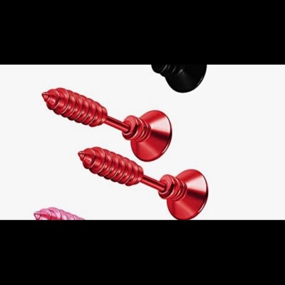 Red Screw earrings  - Picture 2 of 2